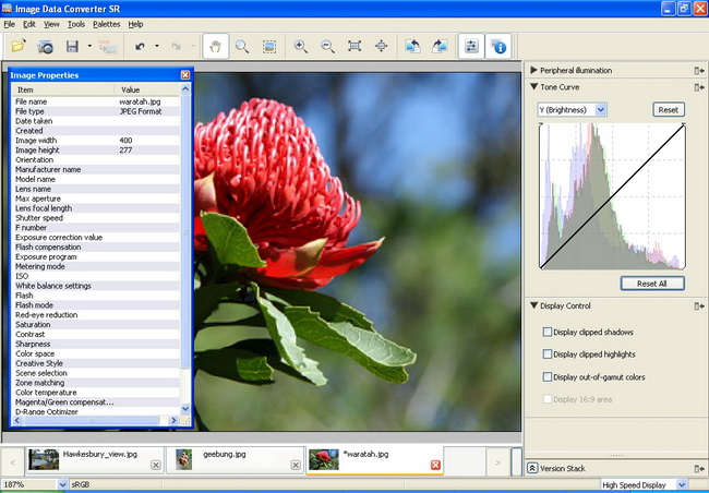 Raw конвертер Sony Image Data Converter SR